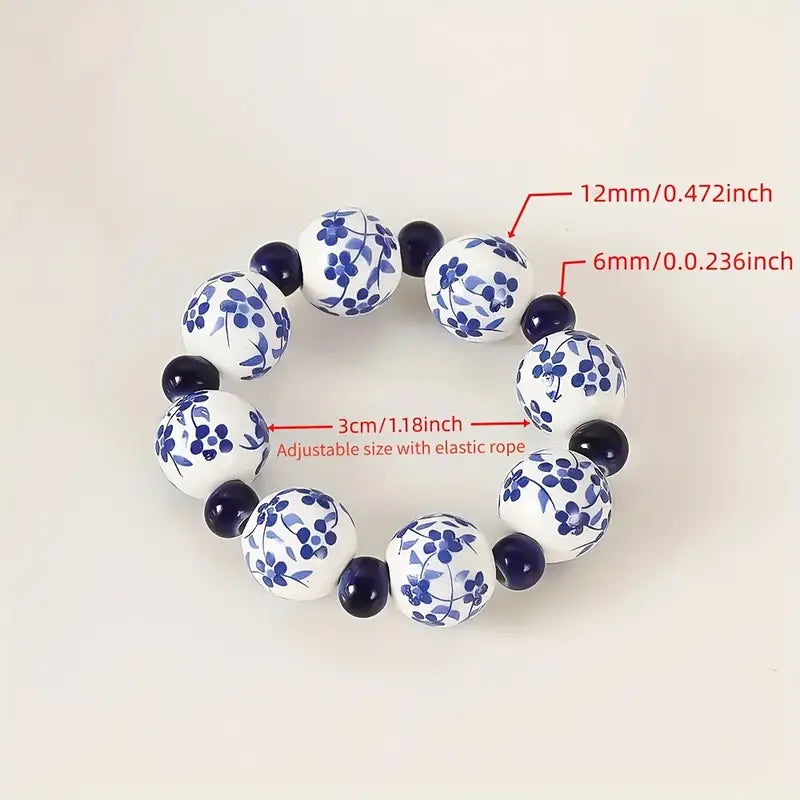 Hand-Painted Blue And White Beads Napkin Ring