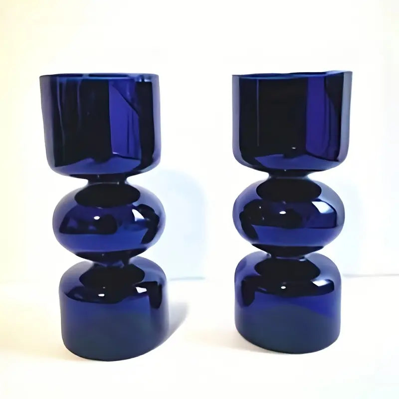 Dark blue glass candle holder (2)