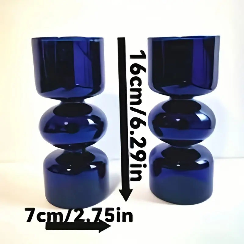 Dark blue glass candle holder (2)