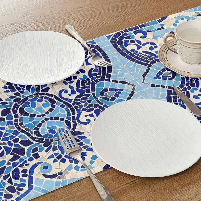 Blue Mediterranean Mosaic Table Runner