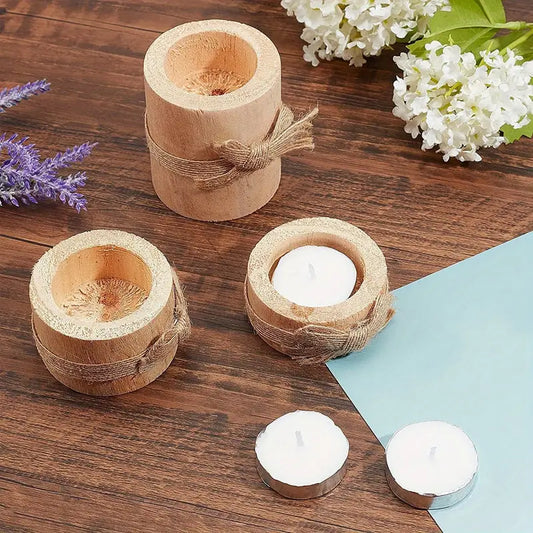 3pcs Rustic Wooden Tealight Candle Holders