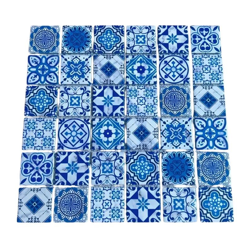 Colorful Mandala Glass Mosaic Tile Sheet - 30cm x 30cm