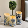Blue Amalfi LED Flameless Pillar Candle Set