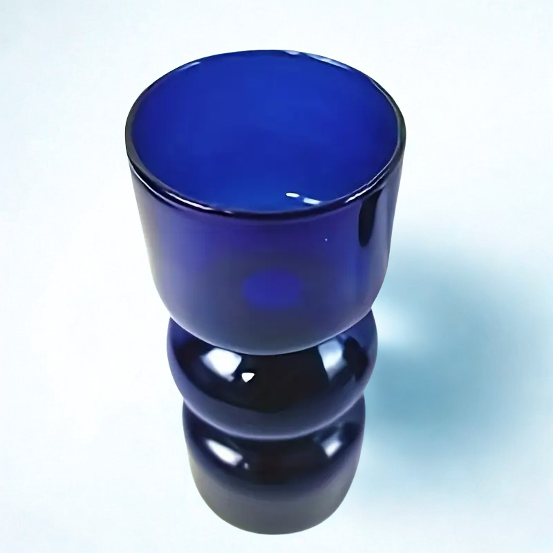 Dark blue glass candle holder (2)