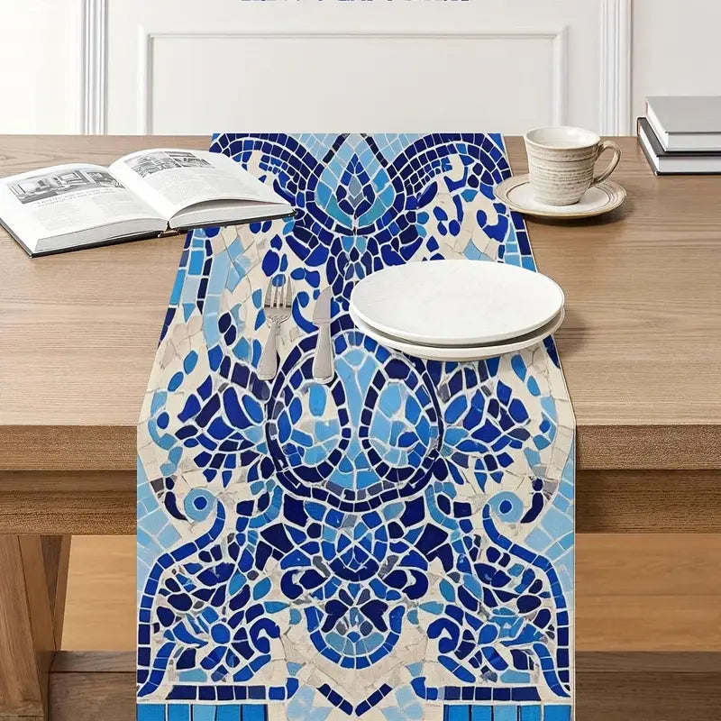 Blue Mediterranean Mosaic Table Runner