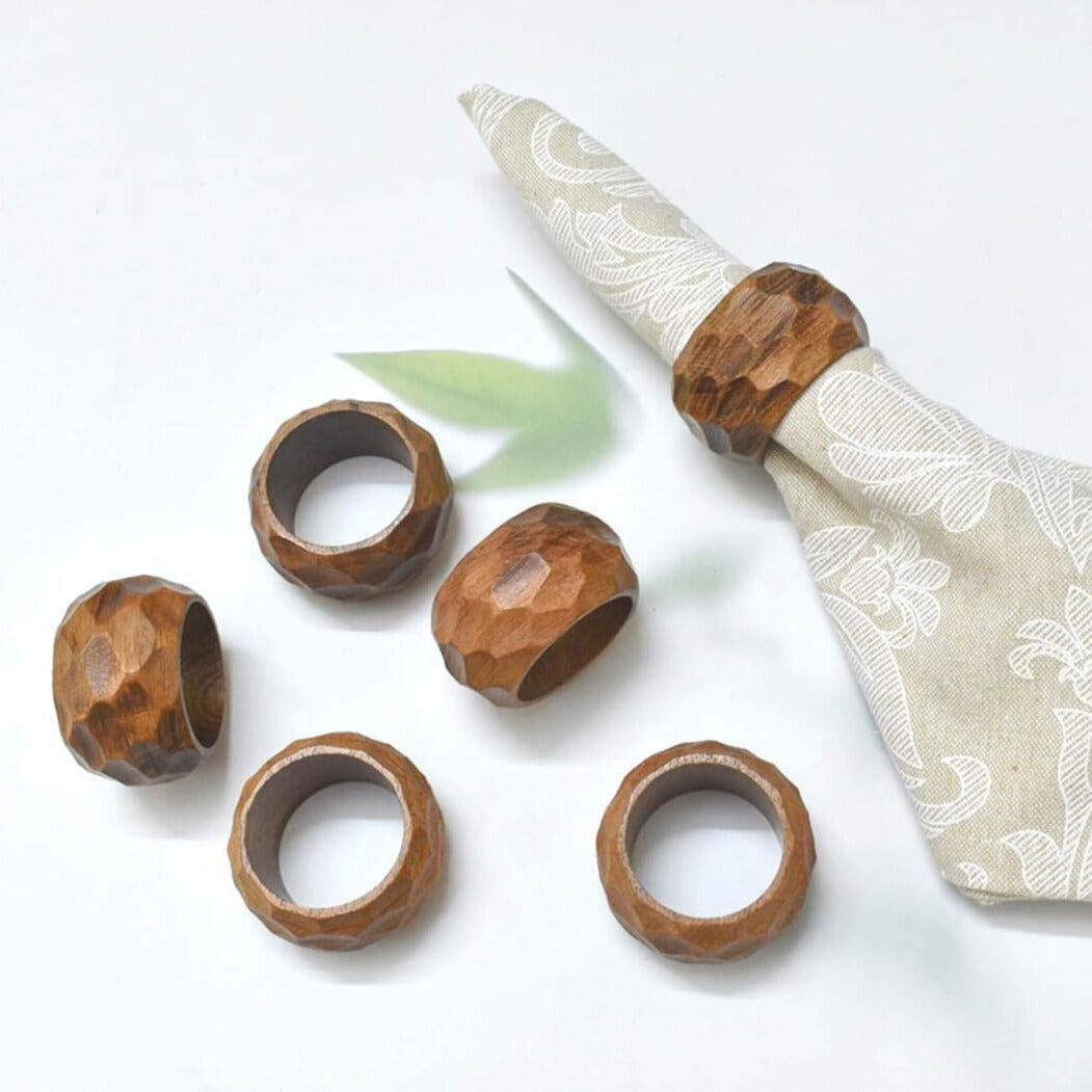 Handcrafted Hammered Wood Napkin Ring