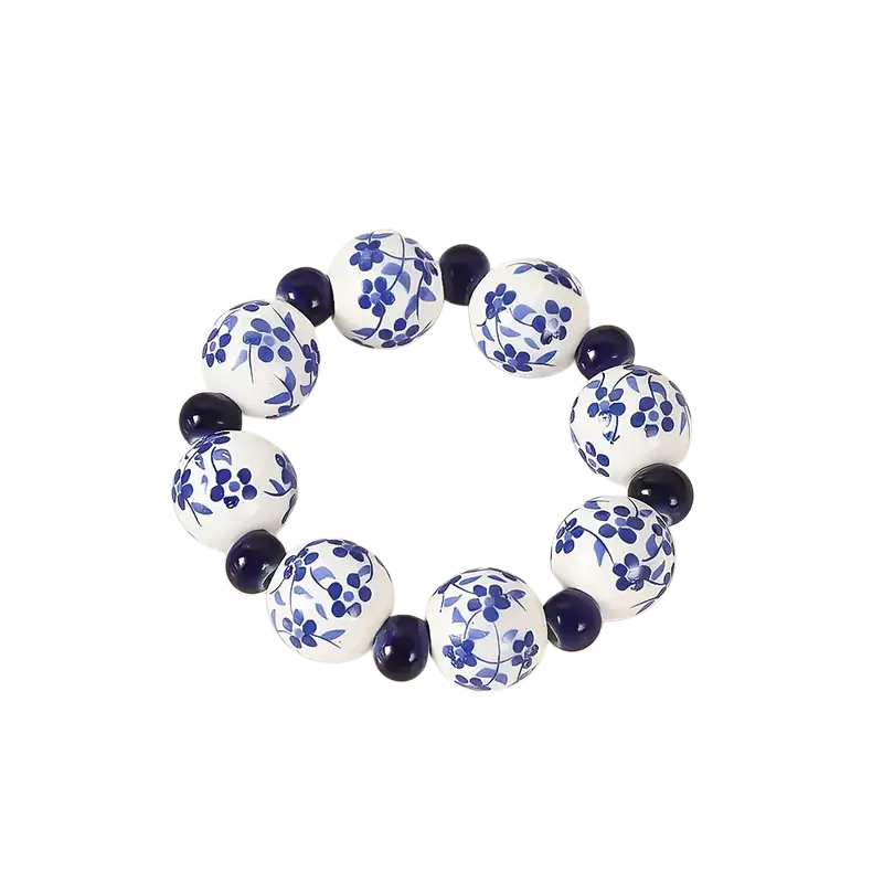 Hand-Painted Blue And White Beads Napkin Ring