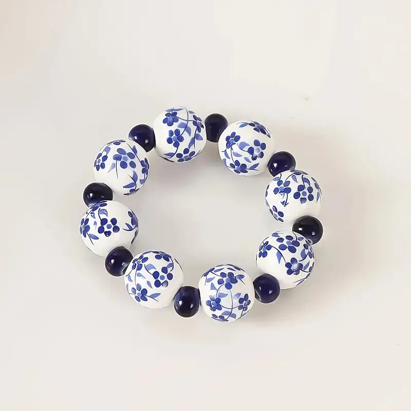 Hand-Painted Blue And White Beads Napkin Ring