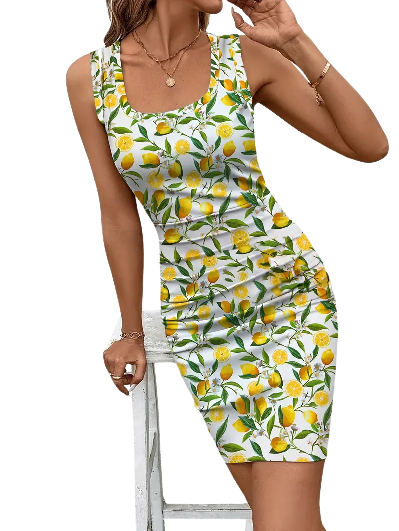 Summer Lemon Dress with Lemon Print