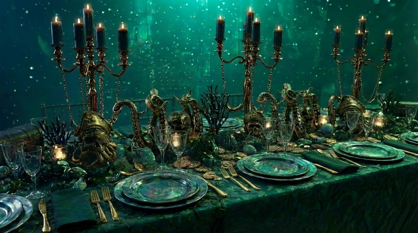 Kraken’s Fortune – A Luxury Underwater Pirate Tablescape RECTANGULAR