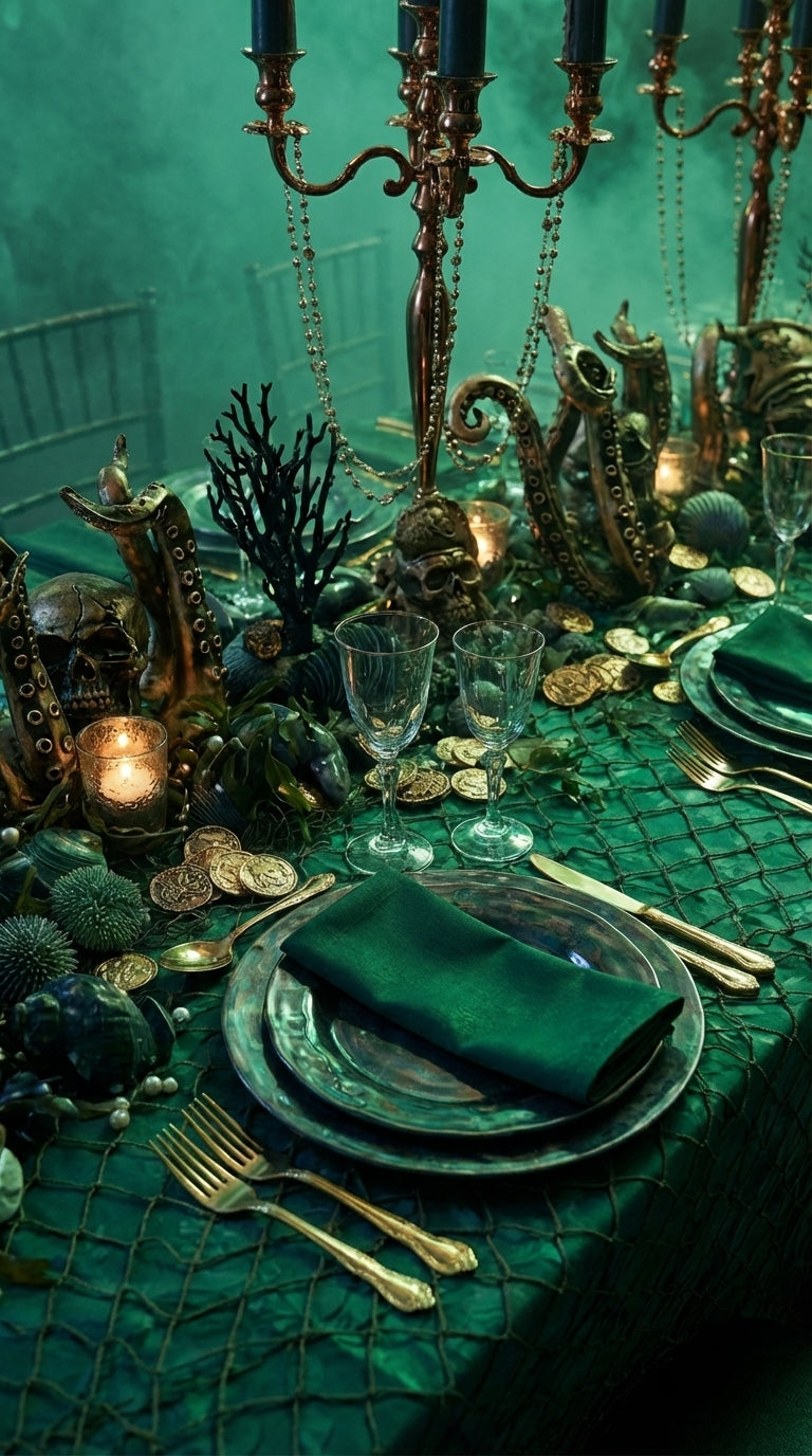 Kraken’s Fortune – A Luxury Underwater Pirate Tablescape RECTANGULAR