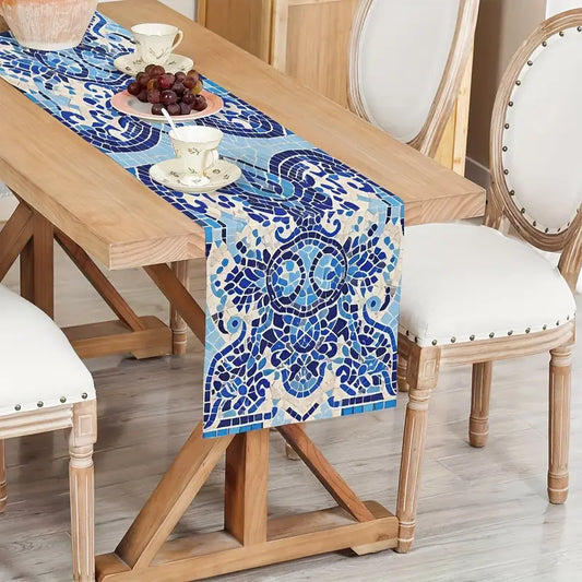 Blue Mediterranean Mosaic Table Runner