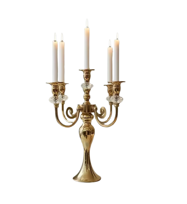 Luxury Gold & Crystal 5-Arm Candelabra – Elegant Statement Table Centrepiece (41cm)