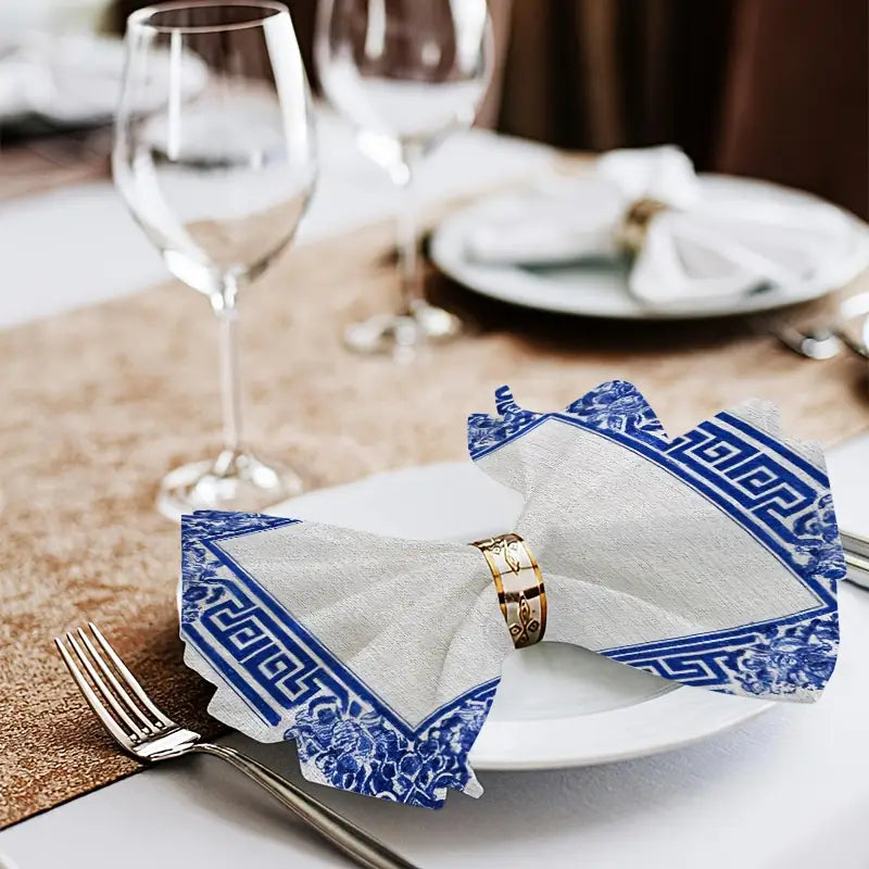 Blue Greek Cloth Napkins (4)