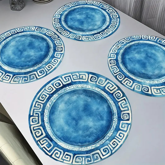 Greek Meander Pattern Round Placemats (4)