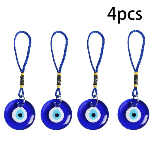 Blue Evil Eye Glass Charms (4)