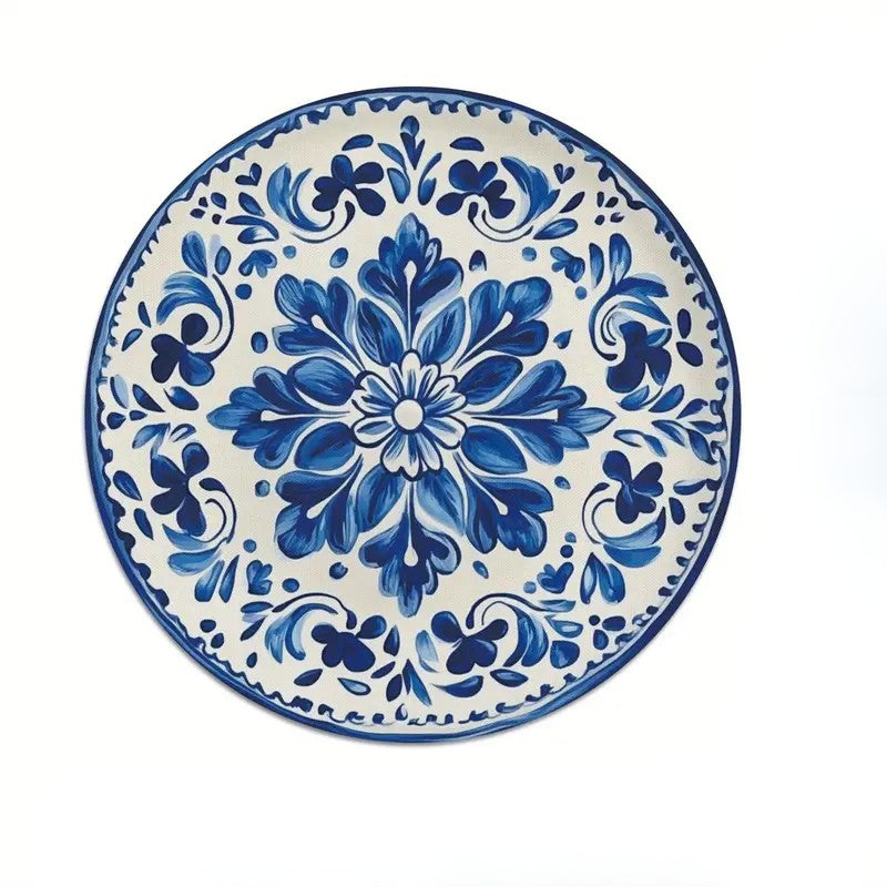 Blue and White Floral Round Placemats