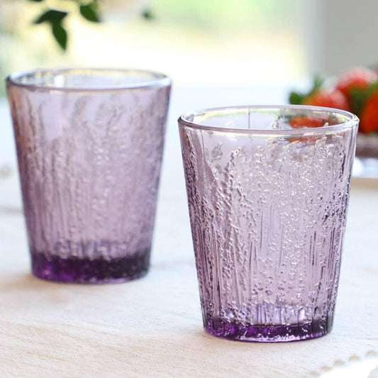 Provence Lavender Vintage Embossed Glassware Set – Wine Goblets & Tumblers