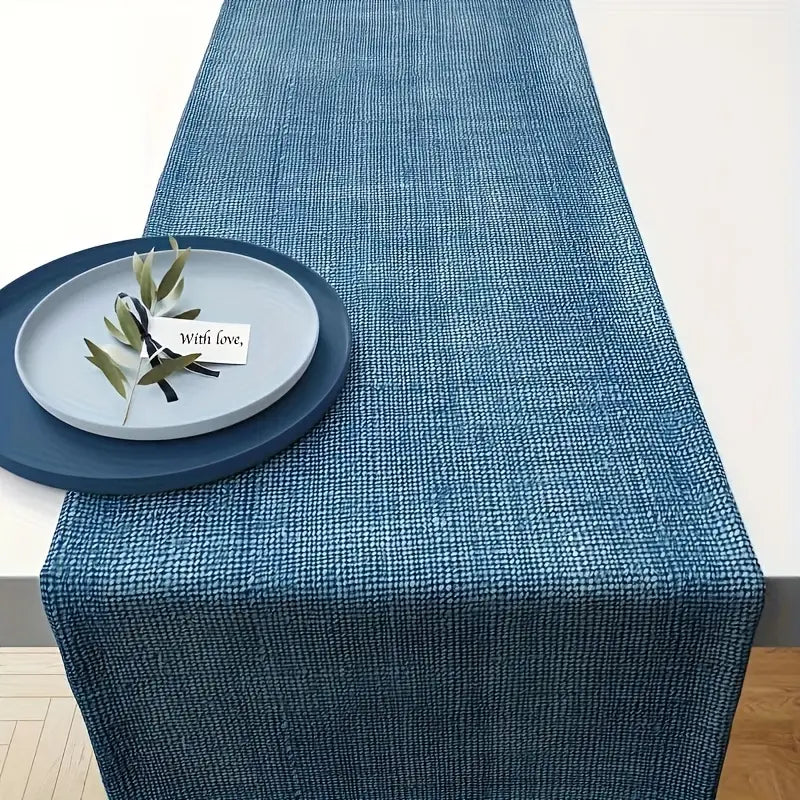 Stylish Denim Blue Polyester Table Runner 274cm