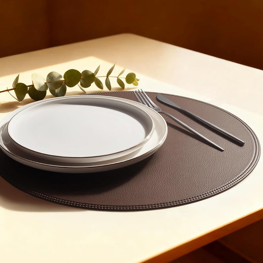 Classic Brown Faux Leather Round Placemat – 38cm