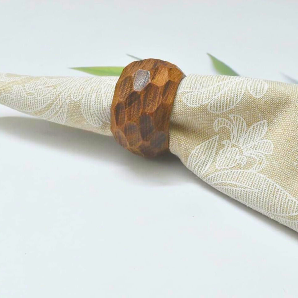 Handcrafted Hammered Wood Napkin Ring