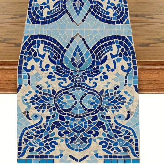 Blue Mediterranean Mosaic Table Runner