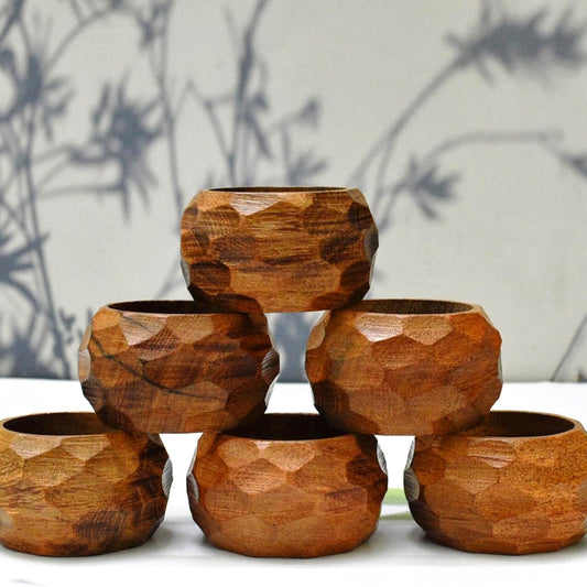 Handcrafted Hammered Wood Napkin Ring
