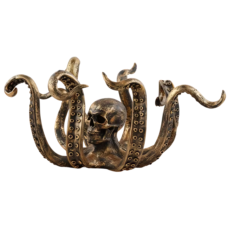 Gold Squid Statue 30CM X 16CM – Pirate Treasure Table Decoration for Pirate Themed Parties