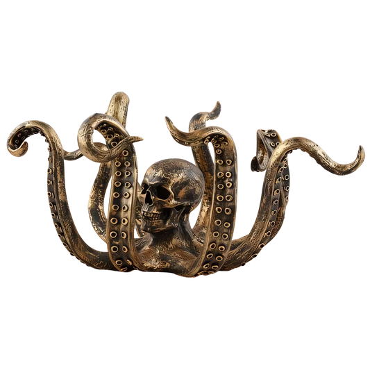 Gold Squid Statue 30CM X 16CM – Pirate Treasure Table Decoration for Pirate Themed Parties