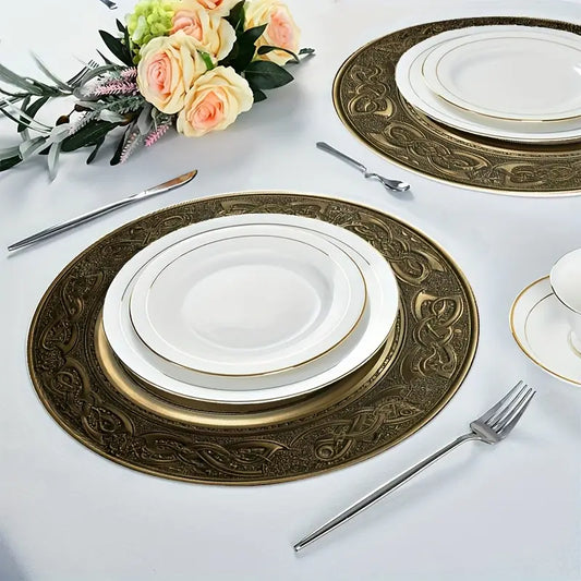 Round Placemats - Bronze Antique Design (4)