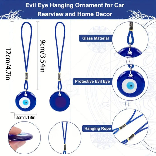 Blue Evil Eye Glass Charms (4)
