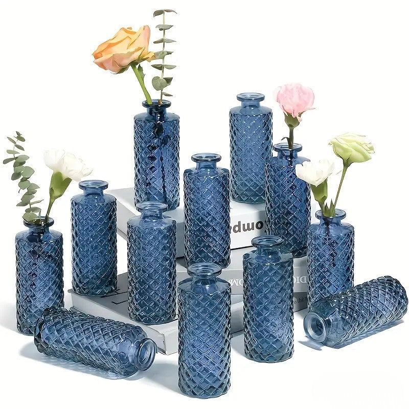Blue Glass Bud Vases (12)