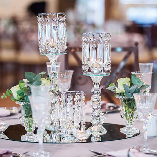 Trio Crystal Jewel Lantern Display Centrepiece