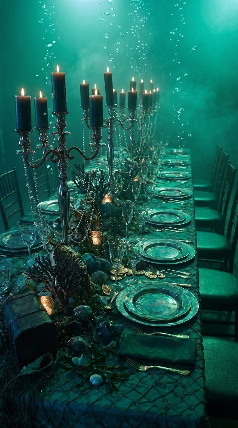 Underwater Pirate Treasure Tablescape – Luxury Ocean-Inspired Event Design