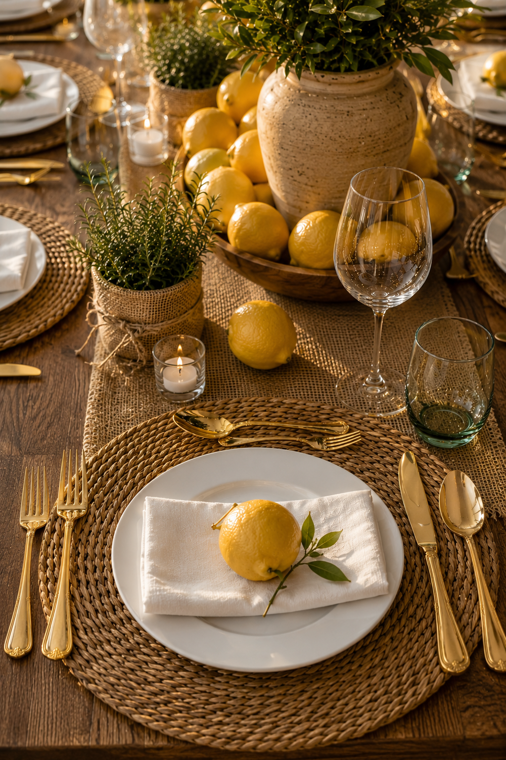 🇮🇹Mediterranean Harvest Tablescape – Luxury Rectangular 12 Seater Superyacht Dining Experience