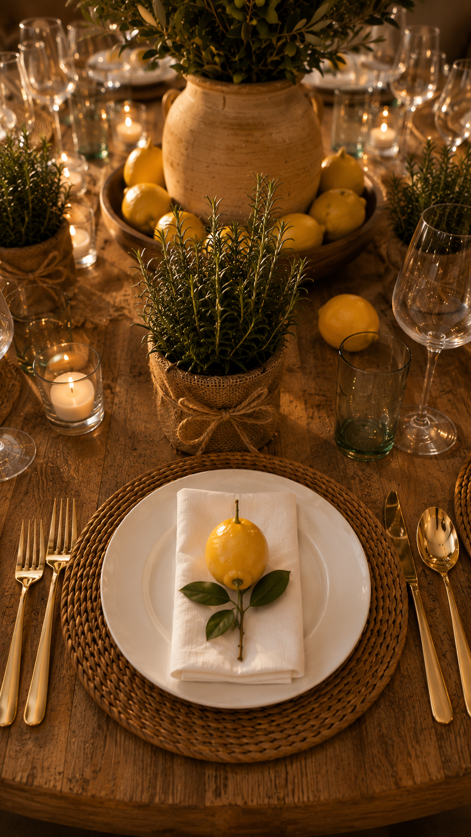 🇮🇹Mediterranean Harvest Tablescape – Luxury Round 12 Seater Superyacht Dining Experience