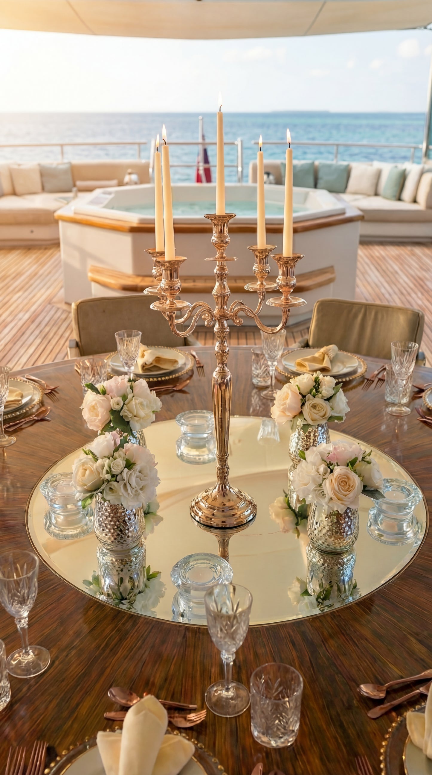 Rosé Lumière Candelabra Centrepiece