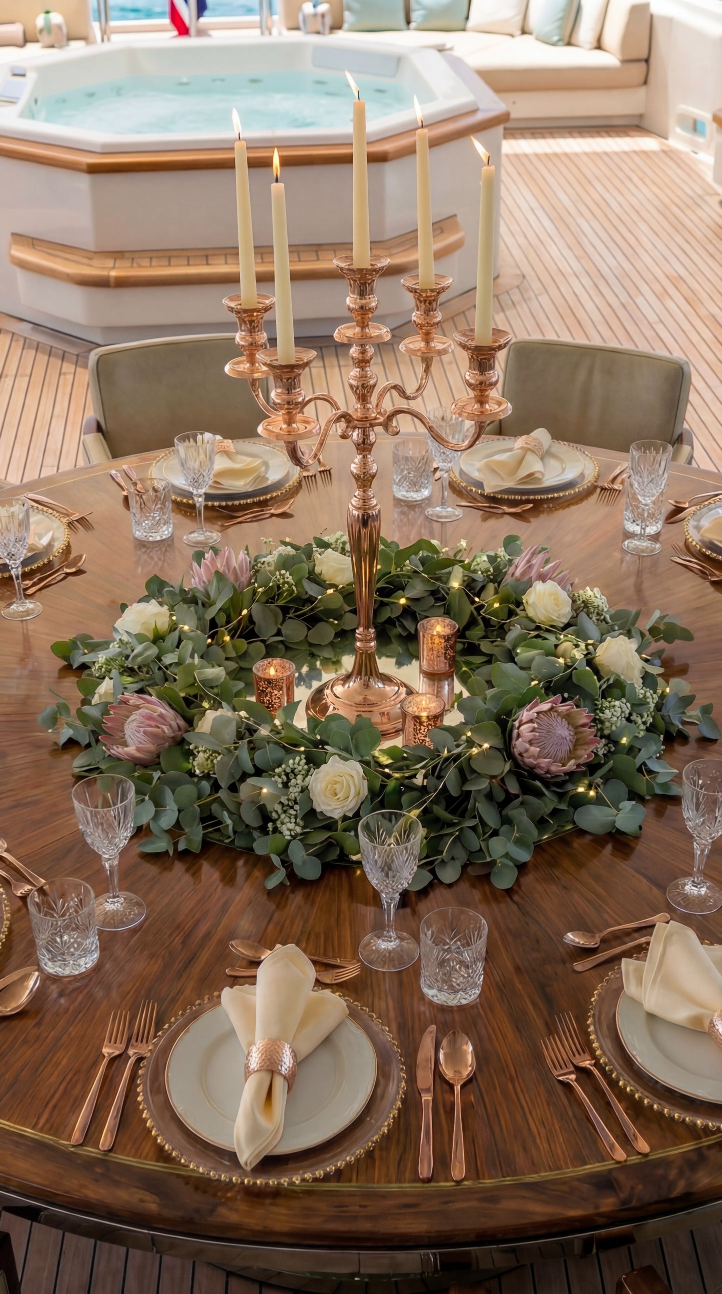 Rosé Lumière Candelabra Centrepiece