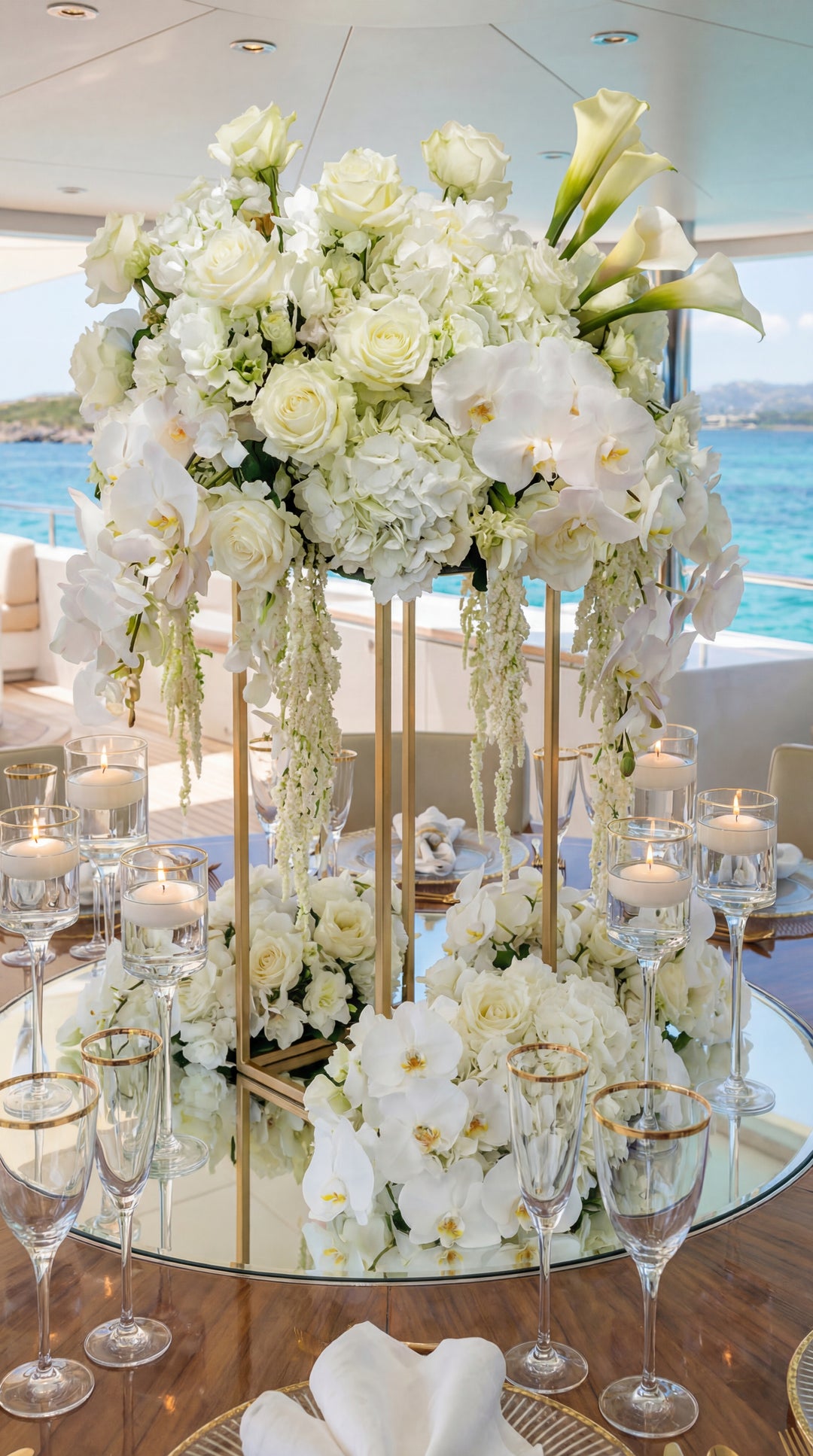 Gold Geometric Flower Stand Centrepiece