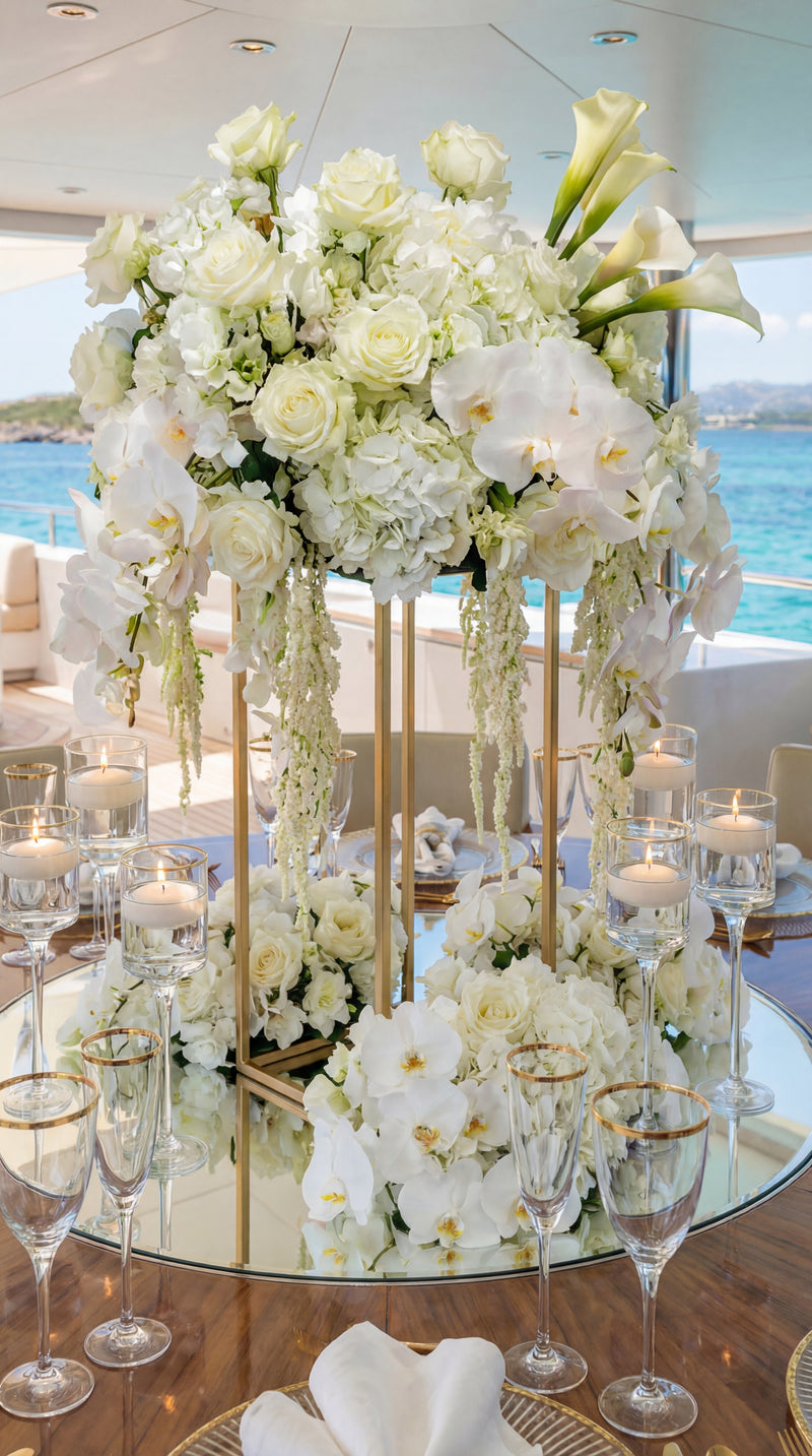 Gold Geometric Flower Stand Centrepiece