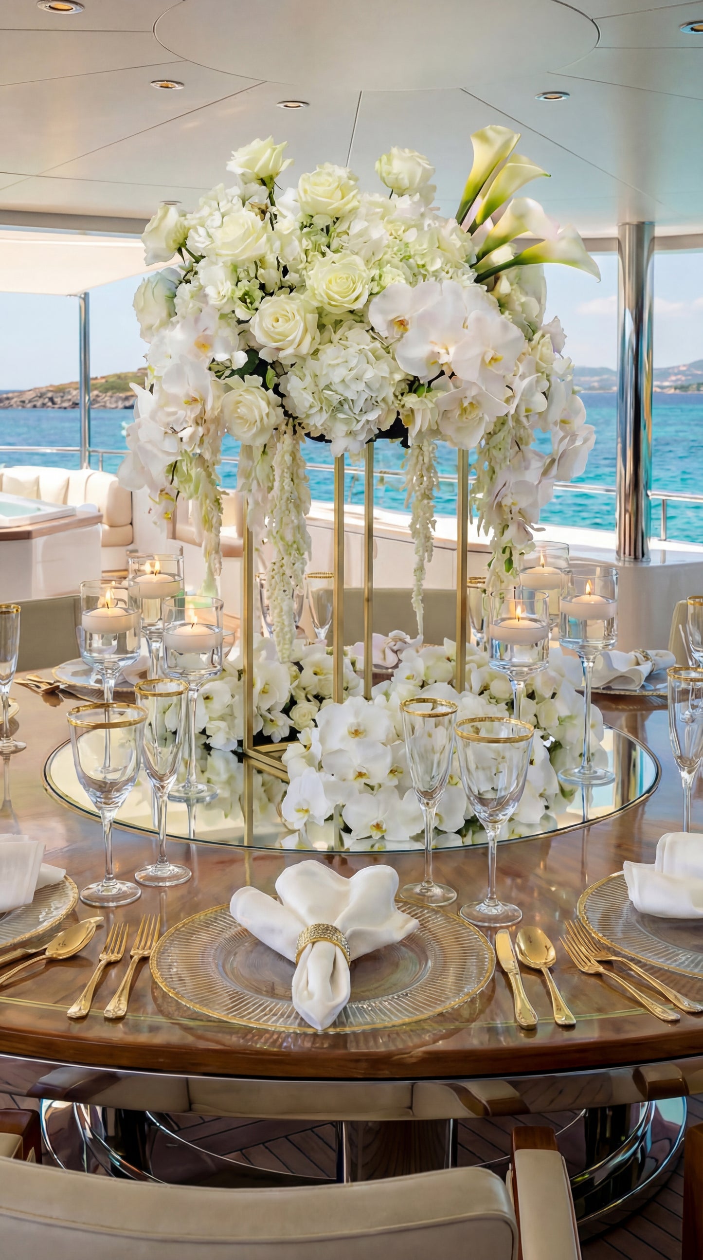 Gold Geometric Flower Stand Centrepiece