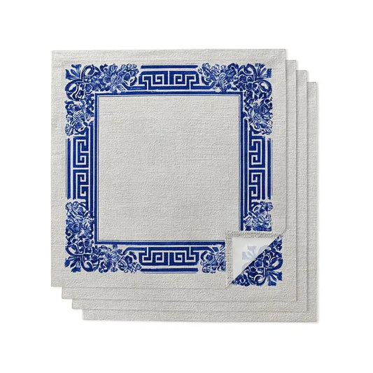 Blue Greek Cloth Napkins (4)