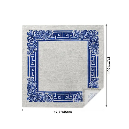Blue Greek Cloth Napkins (4)
