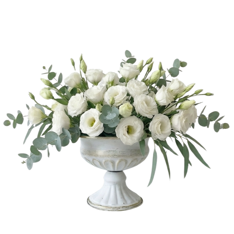 White Embossed Metal Vase – 12cm x 15.5cm