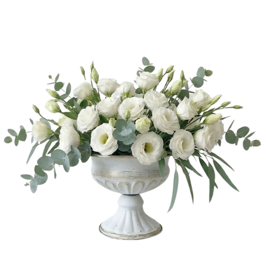 White Embossed Metal Vase – 12cm x 15.5cm