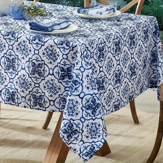 Blue Bohemian Floral Tablecloth - 300CM