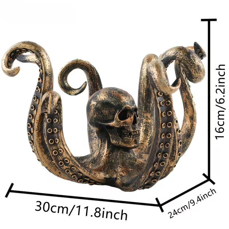 Gold Squid Statue 30CM X 16CM – Pirate Treasure Table Decoration for Pirate Themed Parties