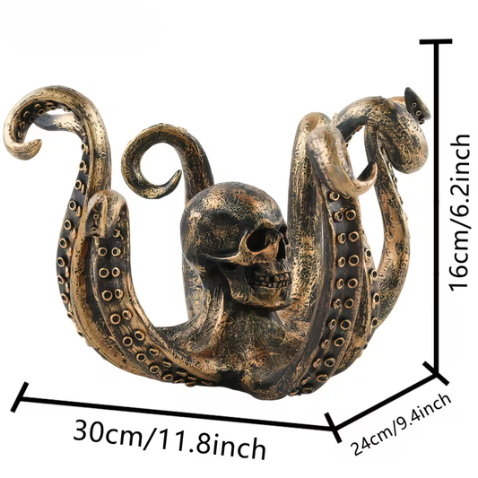 Gold Squid Statue 30CM X 16CM – Pirate Treasure Table Decoration for Pirate Themed Parties