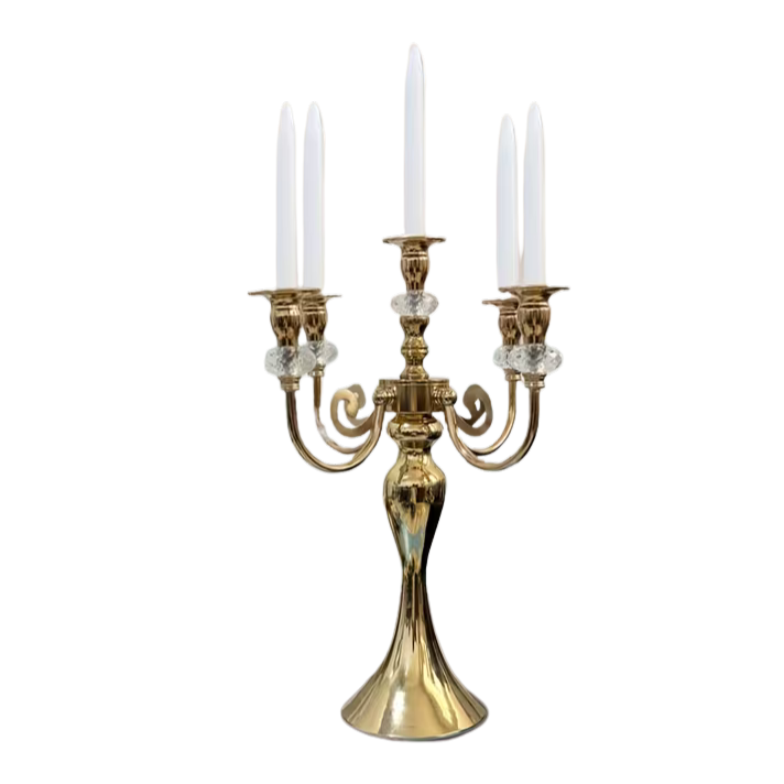 Luxury Gold & Crystal 5-Arm Candelabra – Elegant Statement Table Centrepiece (41cm)