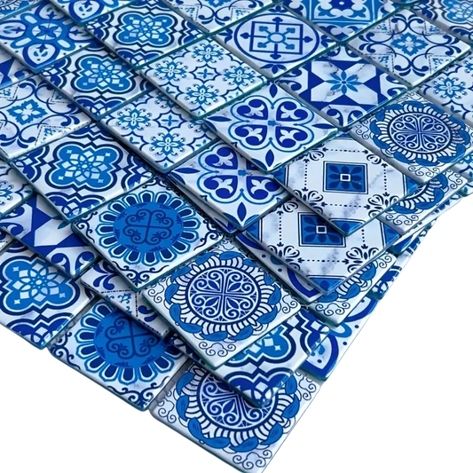 Colorful Mandala Glass Mosaic Tile Sheet - 30cm x 30cm